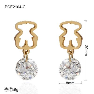 China Rust-proof Diamond Stainless Steel Gold Plated Earrings for Lady for sale