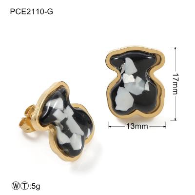 China Stone Resin Earrings , Girl Gold Plated Party 316L Jewelry Gift for sale