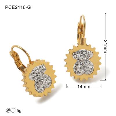 China Gold Plated Stainless Steel Diamond Earrings / Women's Stainless Steel Jewelry for sale