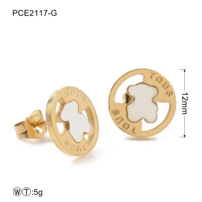 China Cute Gold Plated Stainless Steel Earrings Round / Women Jewelry for sale