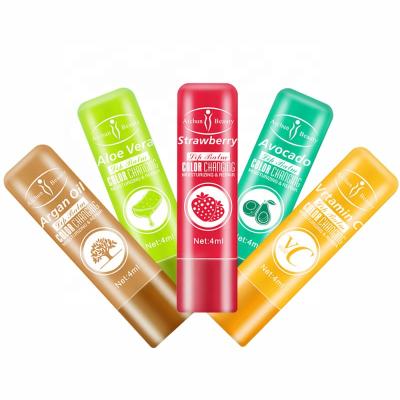 China Mini Natural Fruit Color Change Sunscreen Vitamin C Private Label Macaroon Color Changing Lip Balm Tube Custom Cute for sale