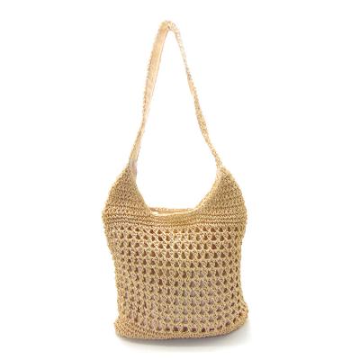 China Shopping 2021 Hot Summer Beach Luxury Handmade Shopping INS Bag High Quality Straw Bucket Bag Casual Crochet Straw Raffia Handbag for sale