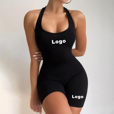 China Custom Womens Jumpsuits Womens Rompers Breathable One Piece Ribbed Backless Sleeveless Jumpsuits 2022 Elegant Sexy Women Bodycon Jumpsuits for sale