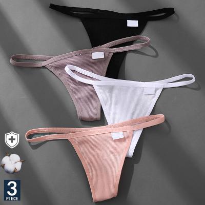 China 3PCS/Set M-XL G-String Breathable Ladies Bikini Cotton Sexy Girls Underpants Female Thong Underpant Pantys For Women Underwear Lingerie for sale