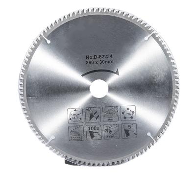 China CTT Aluminum Circular Blade 260*30*100T Woodworking Saws Aluminum Cutting Saw Blades Out Diameter 260mm Inside Diameter 30mm 100 Teeth for sale