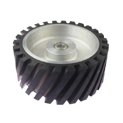 China Shipping 250*50mm Serrated Belt Grinder Contact Wheel Deburring Free Rubber Wheel For Abrasive Sanding Belt for sale