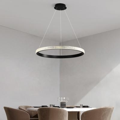 China Modern Luxury Black Aluminum Circle Shape Decoration Style Design Chandeliers Led Pendant Light For Kitchen for sale