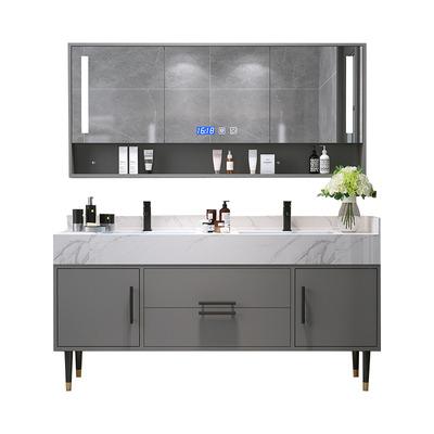 China Modern environmental protection and no pollution bathroom cabinet with modern mirror PVC bathroom cabinet rock beam cabinet bathroom for sale