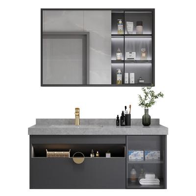 China Simple and Modern Lightweight Luxury Bathroom Vanity Cabinets Lighting Vanity Cabinet Rock Slab Mirror Cabinet for Bathroom for sale