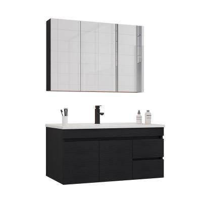 China Modern Nordic Solid Wood Small Size Bathroom Vanity Mirror Basin Modern Single Basin Bathroom Cabinet Combination Sink for sale