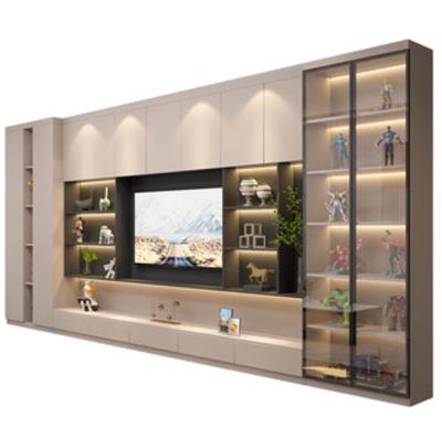 China 30/5000 multifunctional luxury built-in modern single cabin living room light TV cabinet wind TV wall sense wall hanging storage high for sale