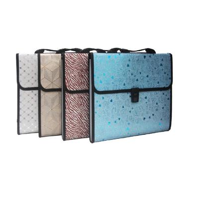 China Hard Expandable Bag FC Size 13 Pockets Expanding Folder Laminated Glitter With Handle for sale