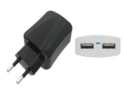 China 5V Black / White Double USB Wall Charger , EU Plug Wall USB Charger for sale