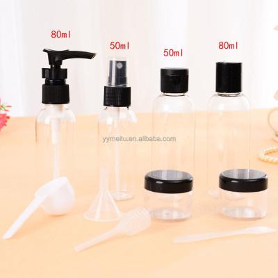 China Customized Clear Bottle Lotion Personal Care Makeup Case Empty Spray Container Bottles Travel Set Kit for sale