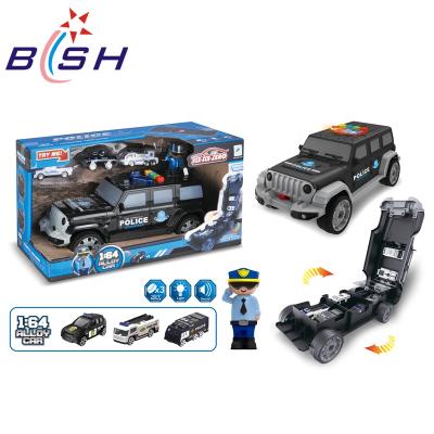 China Diecast Toy 1:64 ALLOY CAR JUDGMENT WHEEL WITH LIGHT MUSIC POLICE CAR STORAGE CAR TOY for sale