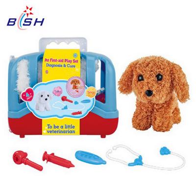 China 2020 Plastic New Carryover Pet Plush Dog Pretend Play Doctor Toys Set With Singing And Talking for sale