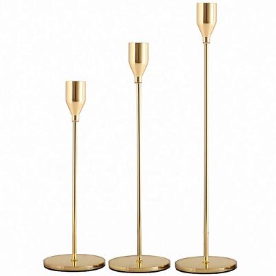 China Gold Viable Candle Holders Set of 3 for Decorative Candles Candlestick Holder Luxury Home Decoration for sale