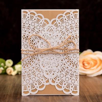 China Wholesale custom 200gsm pearl laser cut paper wedding cards from Europe factory for sale