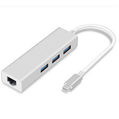 China High Quality USB 3.0 Type C Ethernet Hub To Ethernet Rj45 LAN Adapter Usb 3.0 Usb Hub Network Card for sale