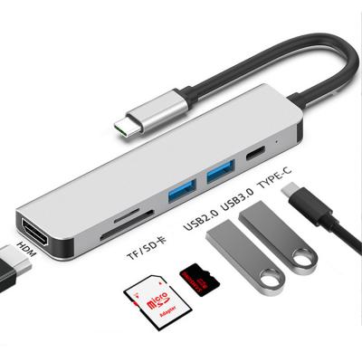 China High Quality Type-C To 6 In1 Usb PD Adapter Multifunctional Usb C Hub Docking Station For Laptop TYPE C HUB 6 IN 1 for sale