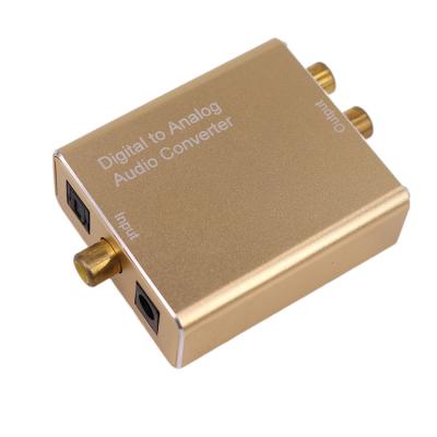 China 3.5mm Digital Optical Fiber Coaxial Signal To R/L Converter Analog Stereo Audio Amplifier 3.5 Aluminum Shell Gold for sale