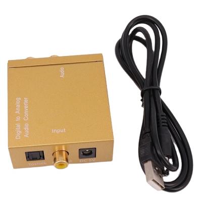 China Optical Coaxial Digital-to-Analog Audio Converter To L/r Adapter 3.5 Analog Stereo Audio Iron Shell Gold for sale