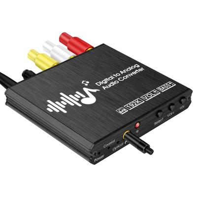 China High Quality DAC Digital to Analog Audio Converter with Remote Control, 192KHz DAC Converter with Volume Control and Bass Adjust YT058 for sale