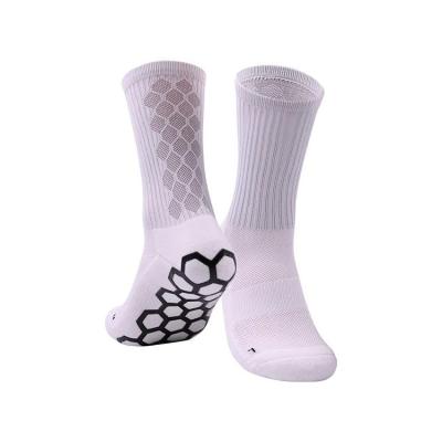 China Sporty Style Men's Cotton Nylon Mix Grip Cushion Football Socks with Customized Logo for sale