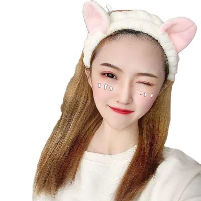 China Soft Warm Headband Coral Fleece Bow Animal Ears Hair Face Wash Soft Headbands Holder For Women Girls Turban Fashion Hair Accessories for sale