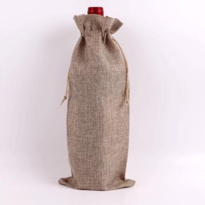 China Custom Wine Bag Drawstring Pouch Red Wine Bottle Pouch Canvas Wine Bags for sale