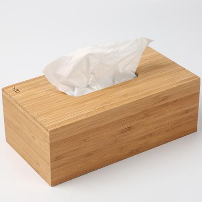 China CLASSIC Wholesale Rectangle Bamboo Tissue Paper Cover Holder for Bathroom Dining Table Bedroom Office Toilet Paper Boxed Cube Dispenser for sale