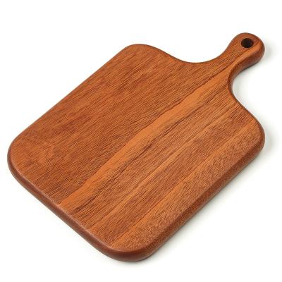 China Hot Viable Selling 2 Pieces Set Sapele Steak Dish Tray Cutting Board With Handle Solid Wood Pallet Cutting Plate With Juice Grooves for sale