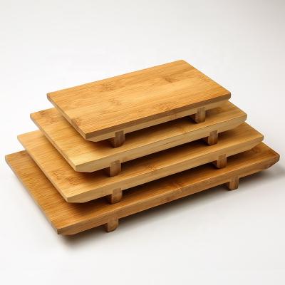 China Rectangle Japanese Style Sushi Serving Eco-Friendly Bamboo Panel Set Of 4 GETA Tray Cutting Tray Tableware Sashimi Platter for sale