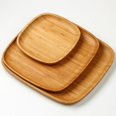 China 2021 Pcs Popular Set Kitchen Tableware Design 3 Bamboo Wooden Serving Tray for Nuts Appetizer Snack and Breakfast Fruit Dish Wooden Dish for sale