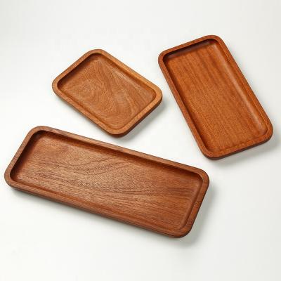 China Viable Solid Wooden Sapele Rectangle Food Serving Tray Set for Appetizer Nuts and Breakfast Dried Fruit Dinner Dish Snack Tray for sale