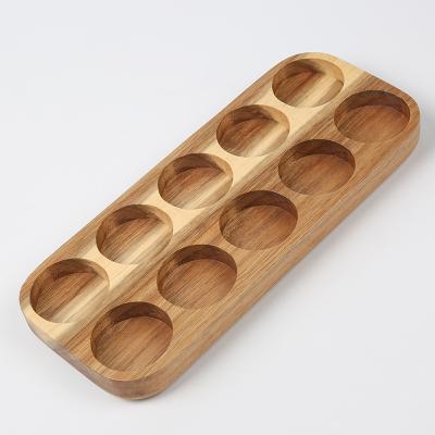 China Rustic Wholesale Rustic High Quality Wooden K-Cup Storage Box Single Coffee Pod 10Pods Acacia Storage Kitchen Serving Coffee Pod Capsule Holder for sale