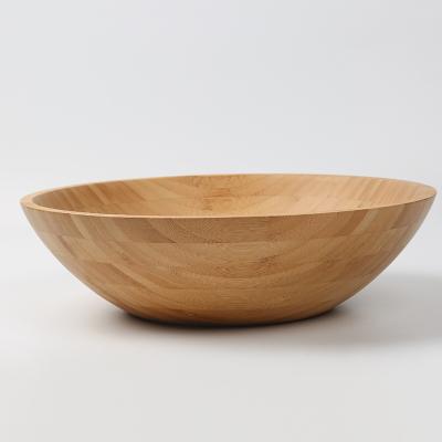 China Natural Reusable Kitchen Food Salad Viable Hot Selling Large Bamboo Wooden Serving Bowls Large Food Mixing Bowls For Fruit Vavetable for sale