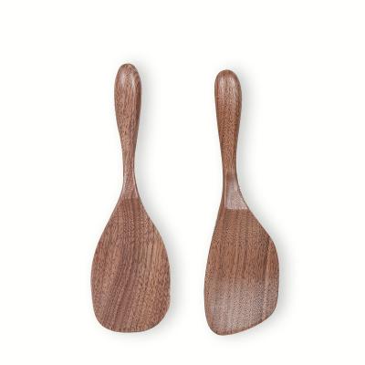 China Sustainable High Quality Black Walnut Wooden Cookware Set Long Handle Cooking Beveled Spatula Spatula For Kitchen Cooking Tools for sale