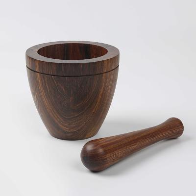 China Viable High Quality Handmade Crushing Spices Herb Grinder Pill Crusher Wooden Acacia Spice Garlic Smasher Mortar and Pestle Set for sale