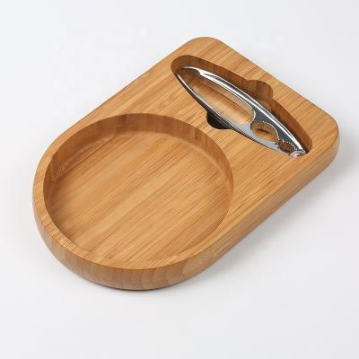 China Sustainable Durable Kitchen Serving Dish Tray With Cracker Holder With Bamboo Serving Stainless Steel Metal Walnut Nut Cracker For Snacks for sale