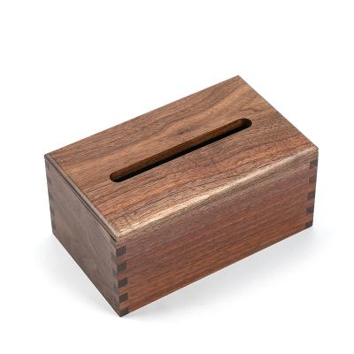 China New Rectangle Black Walnut Tissue Holder Box CLASSIC Luxury Wooden Cover Paper Desktop Storage Boxes for Bathroom Kitchen and Office for sale