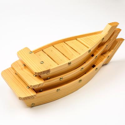 China Viable Japanese Luxurious Bamboo Tray Sushi Boats pPlates Set Serving 3 Sashimi Platters Spicy Seafood Dinner Deck Platters for sale