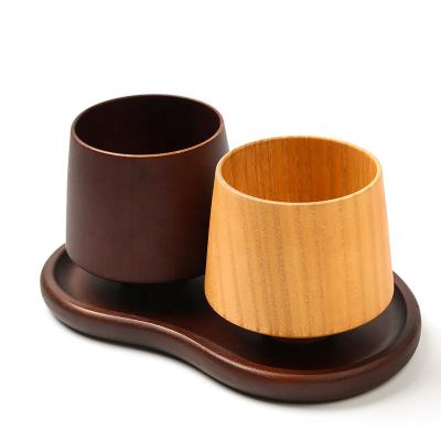 China New Design Jujube Zizyphus Wood Angle Closed Mug Retro Japanese Style Viable Wooden Rustic Portable Cup For Juice Tea Coffee Low MOQ for sale