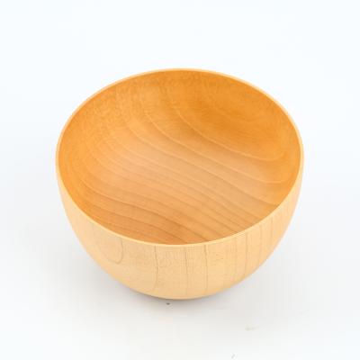 China Low MOQ Workable in Stock Japanese Style Polished Bowls Natural Wooden Color Jujube Flat Bottom Wooden Bowl for Salad Rice Soup for sale