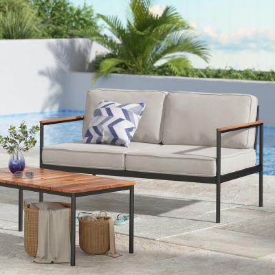 China Modern Outdoor Aluminum Furniture Set Modern Outdoor Aluminum Furniture Sofa Set Double Seat Sofa Black Nordic Style Sofa Chair Easy To Store for sale