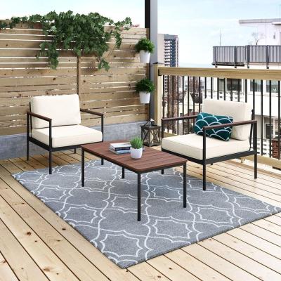 China Hot sale design black frame patio furniture modern aluminum outdoor modern garden sofa contemporary chair for sale