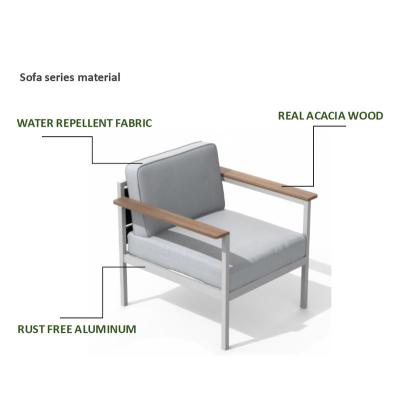 China Modern simple outdoor aluminum sofa chair funiture portable outdoor camping rust free aluminum view contemporary sofa for sale