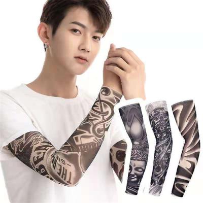 China Custom Ice Fishing Tattoo Design Breathable Temporary Waterproof UV Sports Compression Cool Outdoor Cycling Hand Arm Sleeves for sale