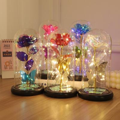 China Flower Celebration Preserved Glass Cover Gold Foil Rose With Butterfly Christmas Valentine s Day Ornament Gift Factory Direct Wholesale for sale