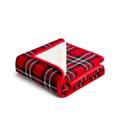 China Latest Design Extra Large 2021 Fuzzy Soft Plaid Plush Flannel Fleece Sherpa Throw Blankets Anti-Static for sale